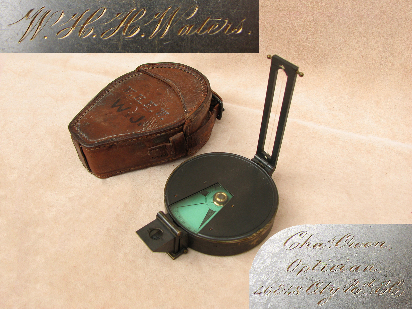 Chas Owen compass owned by Brigadier General Wallscourt Hely Hitchinson Waters